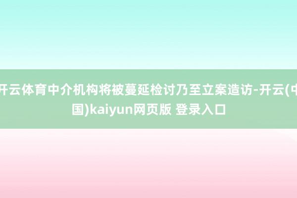 开云体育中介机构将被蔓延检讨乃至立案造访-开云(中国)kaiyun网页版 登录入口