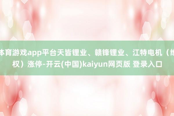 体育游戏app平台天皆锂业、赣锋锂业、江特电机（维权）涨停-开云(中国)kaiyun网页版 登录入口