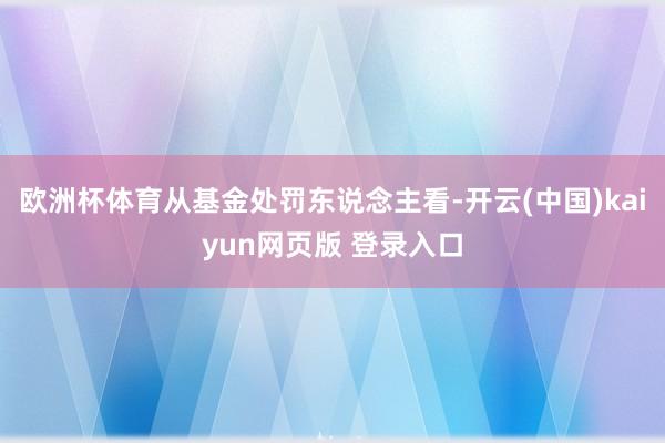 欧洲杯体育从基金处罚东说念主看-开云(中国)kaiyun网页版 登录入口