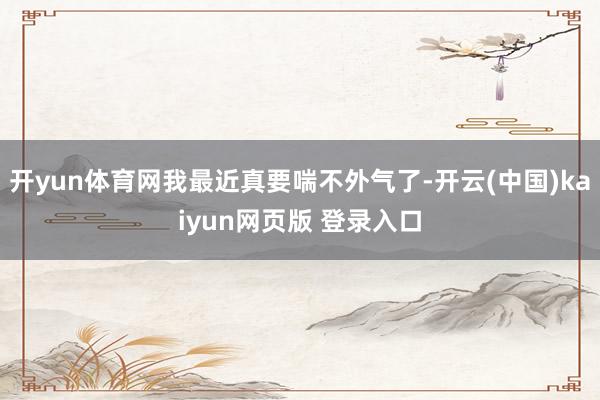 开yun体育网我最近真要喘不外气了-开云(中国)kaiyun网页版 登录入口