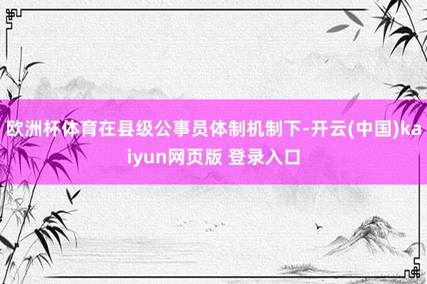 欧洲杯体育在县级公事员体制机制下-开云(中国)kaiyun网页版 登录入口
