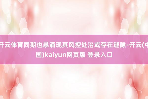 开云体育同期也暴涌现其风控处治或存在缝隙-开云(中国)kaiyun网页版 登录入口